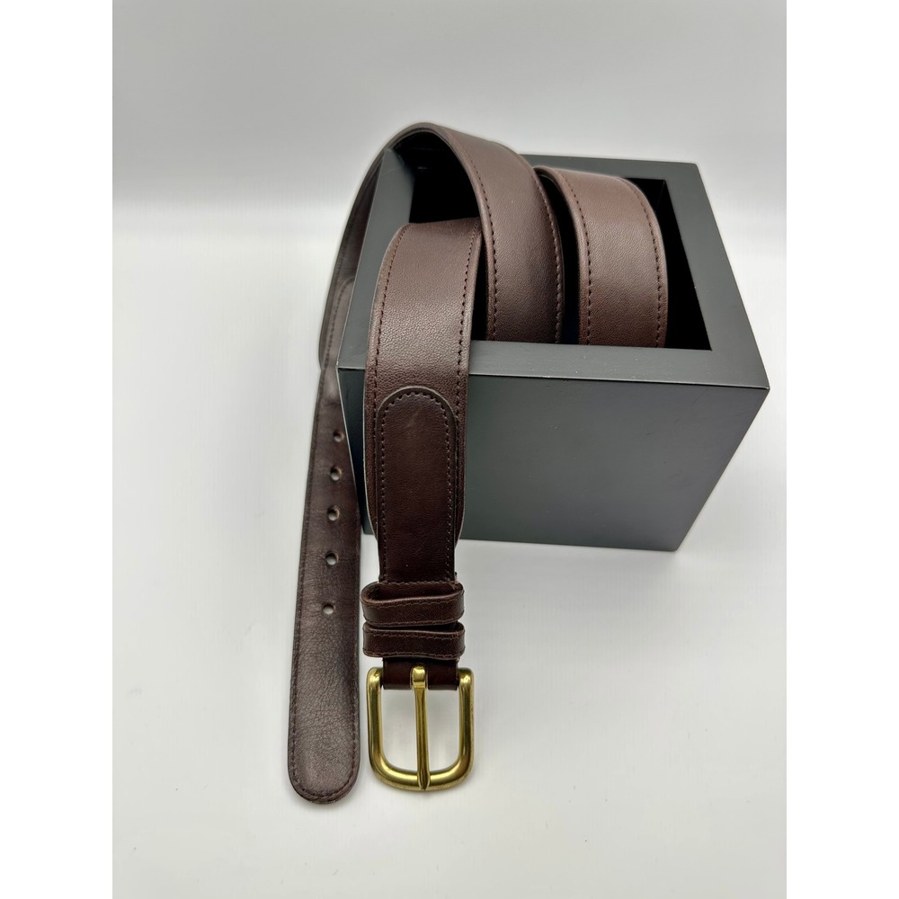 Vintage Coach Leather Belt 42 105 Mocha Brown Brass Made in USA Glove Tanned - Picture 3 of 5